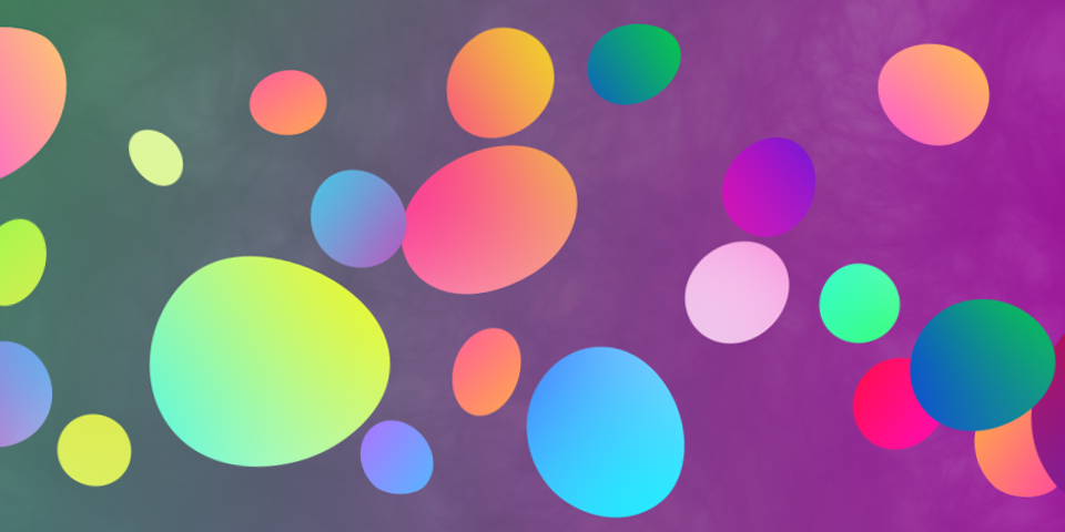 Digital artwork of egg-shaped circles on pink background.